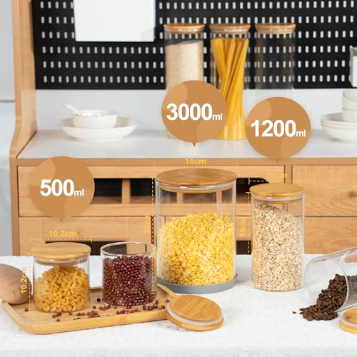 Round Glass Storage Containers with Bamboo Lids
