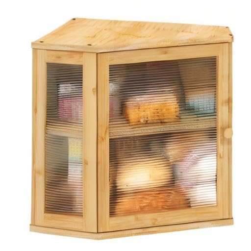 Corner Bread Box for Kitchen Counter (Natural / Medium)