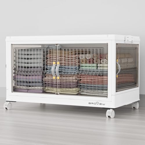 Large Stackable Storage Bins with Lids Foldable Boxes
