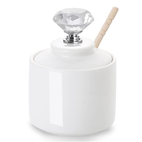 Ceramic Honey Jar with Dipper and Crystal Lid