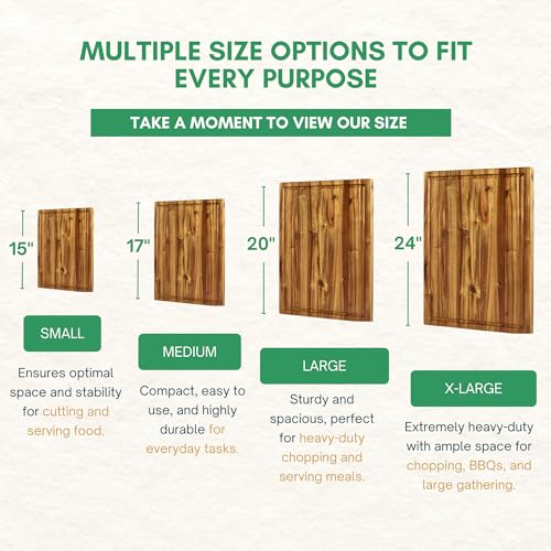 Herringbone Acacia Wood Cutting Boards for Kitchen (Herringbone / 17"L x 13"W)