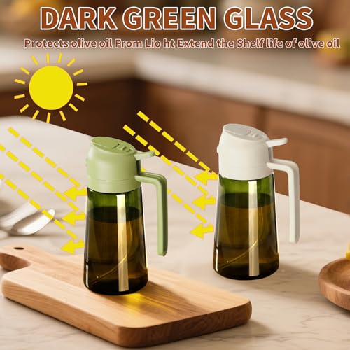 Olive Oil Dispenser and Oil Sprayer (Green / 1 Pack)