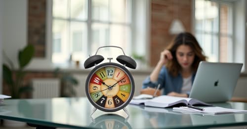 Vintage Twin Bell Alarm Clock with 1 Year Warranty (Black Rainbow Clock)
