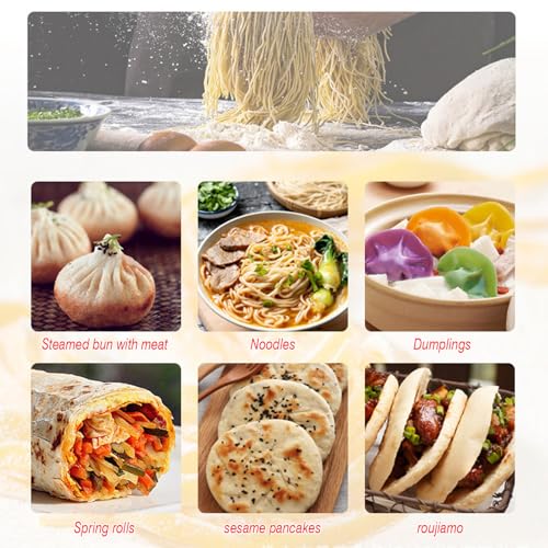 3-in-1 Commercial Pasta Maker with Dough Sheeter,Noddle Cutter & Dough Pressing Machine,Kneader,Noddle Cutter Dough Pressing Machine Suitable For Making Pizza,Noodles (3mm Noodle Knife) (Floor-standing)