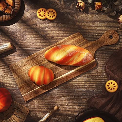 12 Packs Wooden Cutting Board Set with Handles Large Kitchen Serving Plain Chopping Board Bulk Gifts for Mom for Vegetables Meat Pizza Cheese Fruit Bread (17 x 6 Inch)