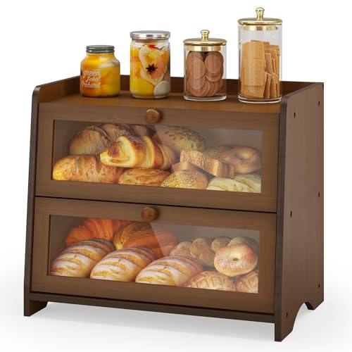 Double Layer Bread Box for Kitchen Countertop