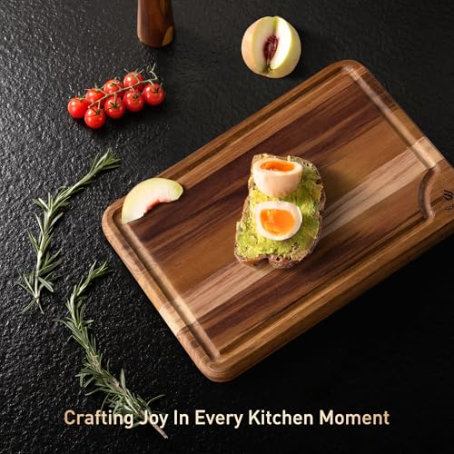 Teak Wood Cutting Board 15'' Non Toxic Wooden Chopping Boards for Fruit (15"L x 11"W)