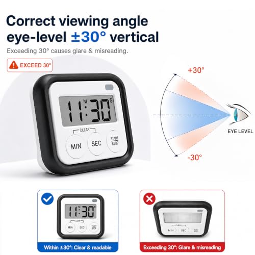 Timer Kitchen Timers for Cooking Classroom Timer for Kids Teachers Magnetic Digital Timers 2 Pack (Black)
