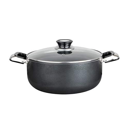 24 Quart Non stick Stock Pot with Tempered Glass Lid and Carrying Handles