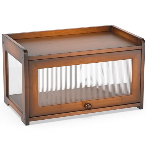Bamboo Bread Box for Kitchen Countertop (Amber)