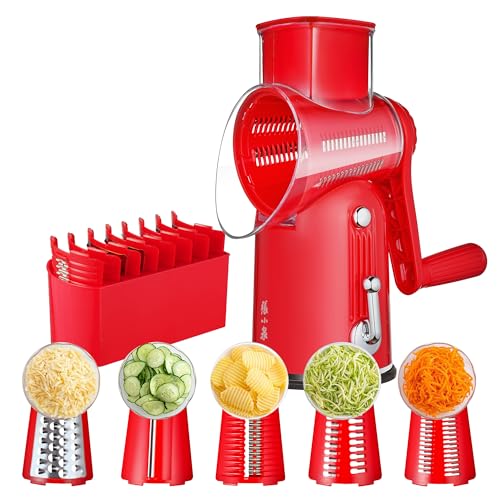 Rotary Cheese Grater 5 Blades Mandoline Slicer for Vegetable