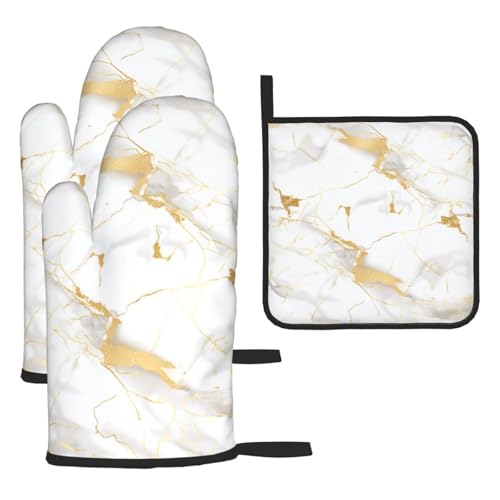 Oven Mitts and Pot Holders Sets of 3 Heat Resistant Oven Gloves Hot Pads Non