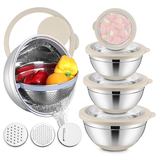 Stainless Steel Mixing Bowls with Lids Set of 6