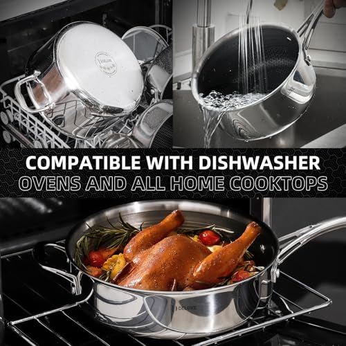 13 Piece Hybrid Ceramic Nonstick Stainless Steel Cookware Set (Black)