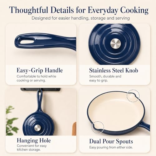 Enameled Cast Iron Cookware Set (Navy)