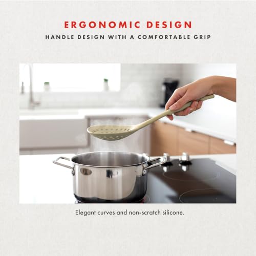 Lagasse 10 Piece Silicone Kitchen Utensil Set with Holder (Beige)