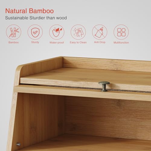 Large Bread Box for Kitchen Countertop (Bamboo)