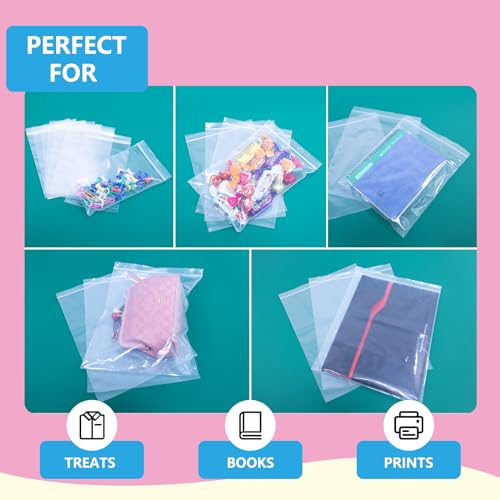 200 Pcs 2 Mil Reclosable Plastic Zip Poly Bags
