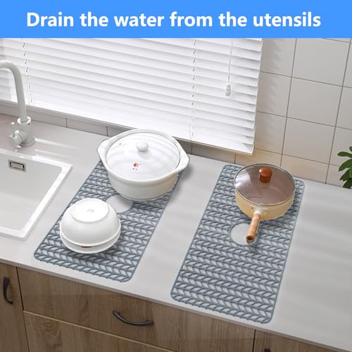 Sink Protectors for Kitchen Sink 30"x16"Center Silicone Sink Mat (30"x16" Center / Gray)