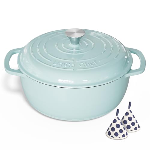 6QT Enameled Cast Iron Dutch Oven with Lid (Blue)