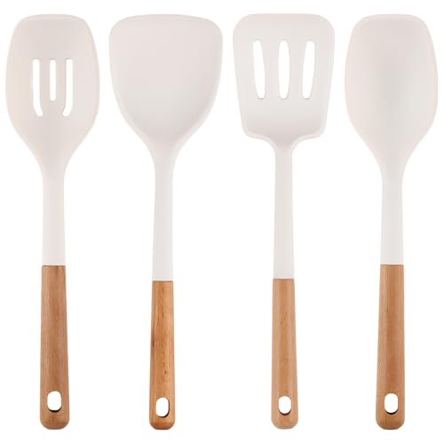 Silicone Kitchen Utensils Set of 4 (Large 4-Piece Set / White)