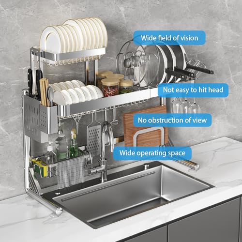 Upgrade 3 Tier Over Sink Dish Drying Rack Adjustable Width (2.5 Tier)
