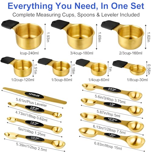Magnetic Measuring Cups and Spoons Set (Gold / Magnetic Measuring Cups and Spoons Set)