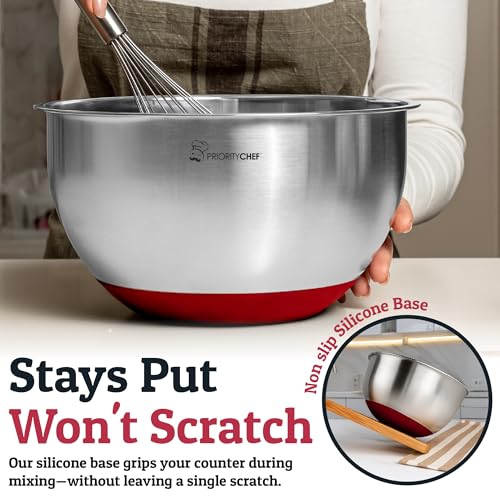 28pc Stainless Steel Mixing Bowls with Lids Set (Utensils - Red)