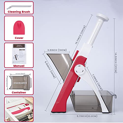 Safe Mandoline Slicer for Kitchen (Red)