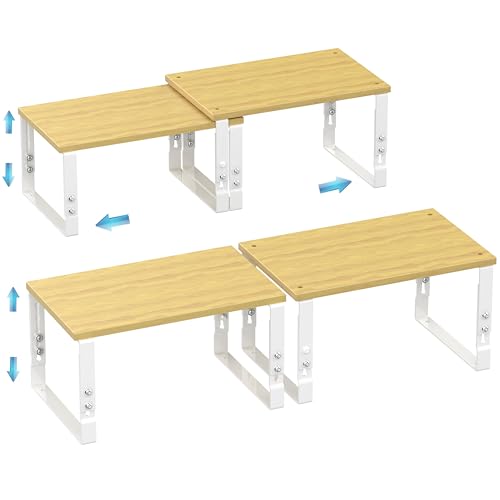 2 Pack Expandable Kitchen Cabinet Organizer Shelves