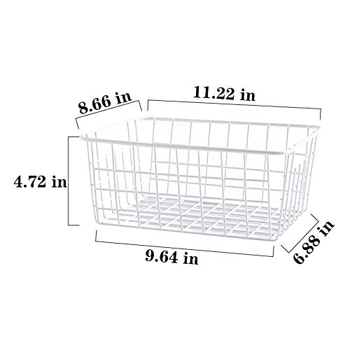 Metal Wire Food Storage Basket Organizer with Wooden Handles for Organizing Kitchen Cabinets