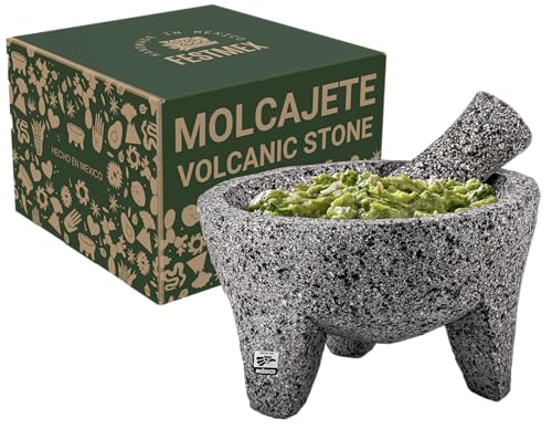 Genuine Handmade Mexican Mortar and Pestle Set (8 Inches)
