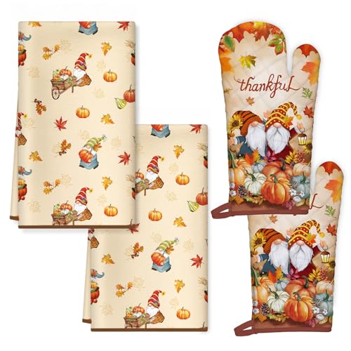 Kitchen Towels and Oven Mitts Set 5Pcs