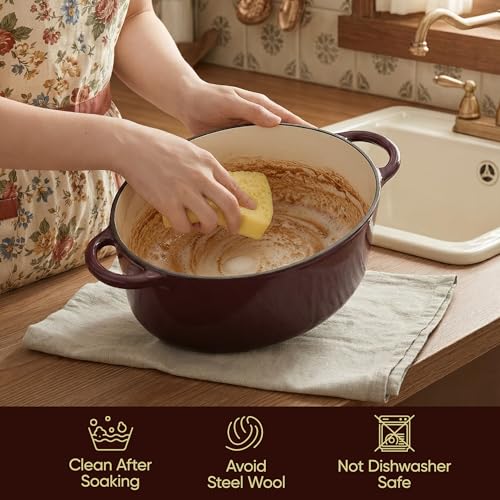 Vintage Style Oval Dutch Oven for Bread Baking (Fig / 4.5 QT Oval)