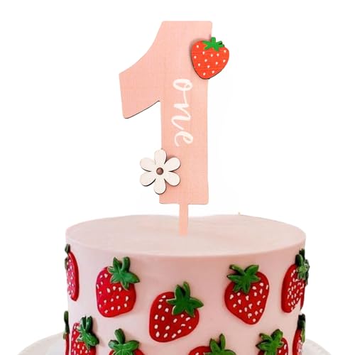 Strawberry Berry First Birthday Cake Topper