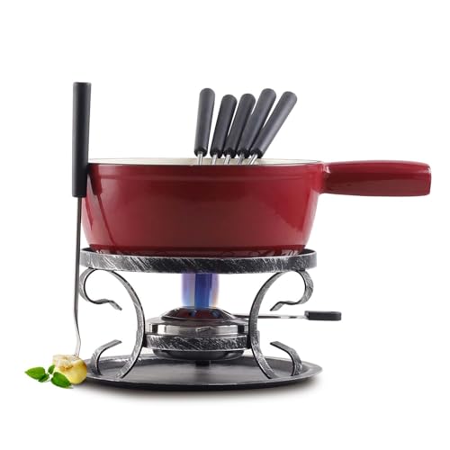Cast Iron Cheese Fondue Pot Set