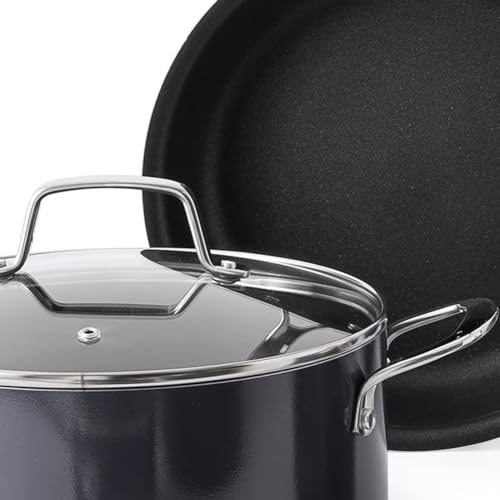 Lockton Premium Nonstick Enameled Heavy Gauge Aluminum Pots and Pans Cookware Set