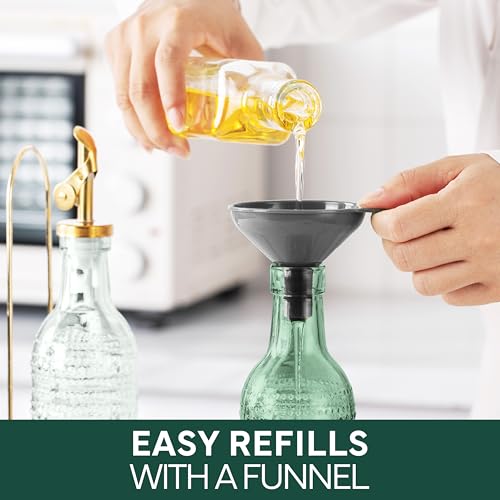 Glass Olive Oil Bottle Dispenser (Champagne Bubbles / Green)