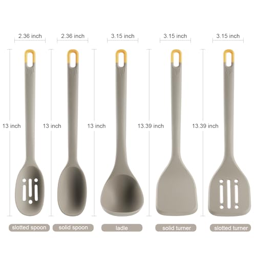 Silicone Kitchen Cooking Utensils Set (Light Grey)