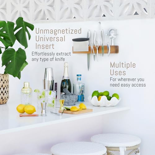 Premium 24 inch Magnetic Knife Holder for Wall with 2x Storage & Charming Wood (Acacia Wood / 24" w/ Wall Mount)