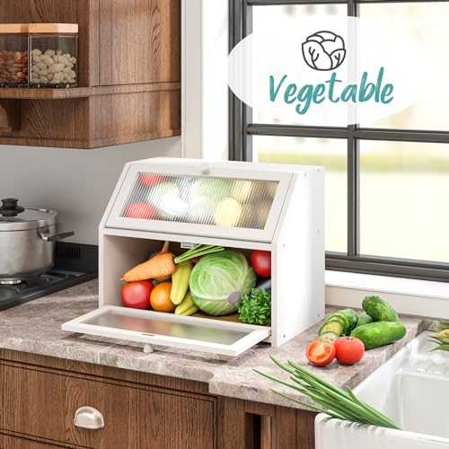 White Bread Box for Kitchen Counter (White / Large)