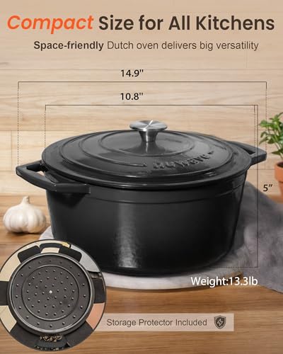 6QT Cast Iron Dutch Oven Pot with Lid