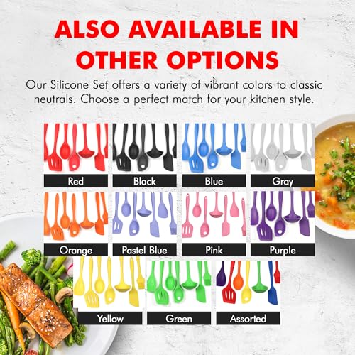 7 Piece Silicone Kitchen Tool and Utensil Set (7 Piece Set / Orange)