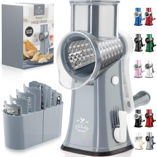 Rotary Cheese Grater 5 Blade With Reinforced Suction Base