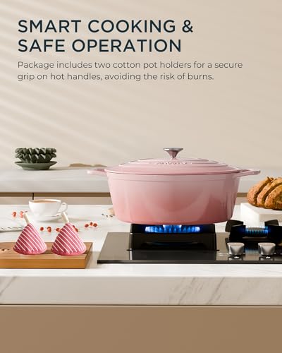 Enameled Cast Iron Dutch Oven (Cooking Pot / Gentle pink / 9.3QT)