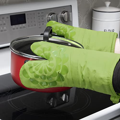 Medallion Design 100% Cotton and Silicone Oven Mitt (Green / Oven Mitts)