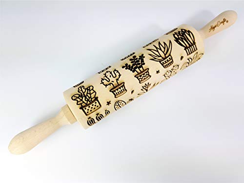 Embossed Rolling Pin. Dough Roller for Embossed Cookies and Pottery by Algis Crafts