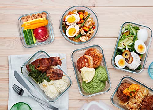 30 Piece Extra Large Glass Food Storage Containers with Lids (Gray)