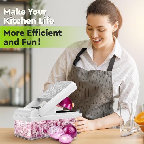 15-in-1 Vegetable Chopper, Food Veggie Chopper With Container (Black / 10 blades)