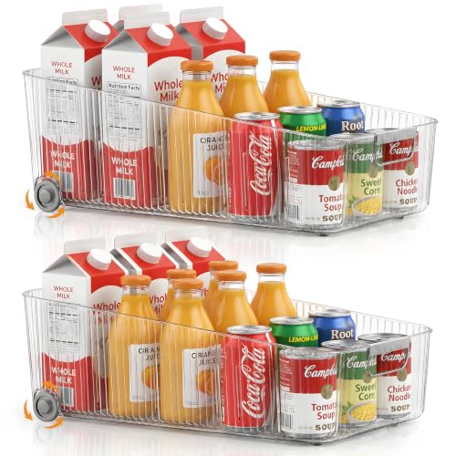 Fridge Organizer with Wheels Upgrade Thick Plastic Pantry Storage Bins